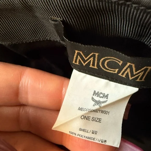 MCM Cubic Logo Allover Print Baseball Cap Hat Black/Gold Size L Adjustable (EUC) - Picture 4 of 5